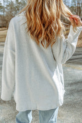 Gray Exposed Seam Flap Pocket Plus Size Shacket